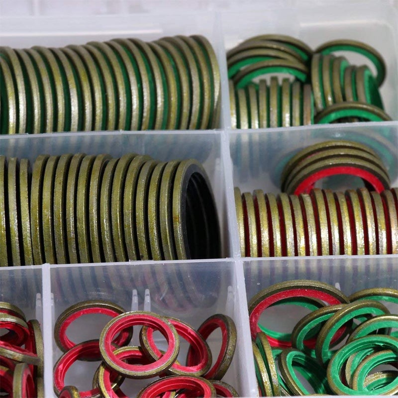 KOOTANS 240pcs 12 Sizes NBR Metal Bonded Sealing Washer Assort Kit Hydralic Oil Resist Rubber Oil Pipe Seal Gasket Metric NBR Metal Combination O-Ring Assortment Kit - Image 4